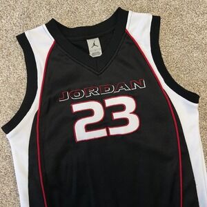 Vintage Jordan #23 Jersey YOUTH (16-18) Large Black Mesh Jumpman Basketball y2k